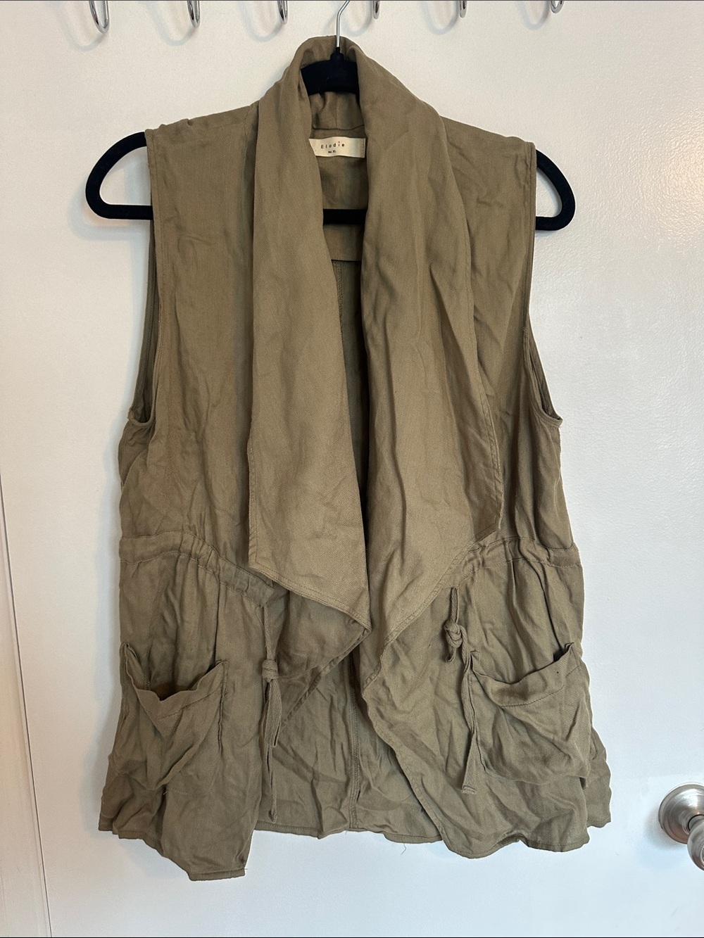 Elodie Taupe Open-Front Draped Vest